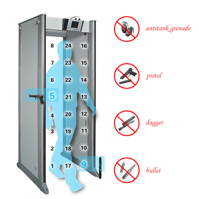 24 Zones Walk Through Metal Detector Door, Archway Metal Detector For Railway Station Security